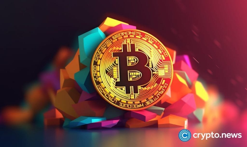 crypto news Bitcoin in the metaverse blurry blackground bright colors low poly style v5.1