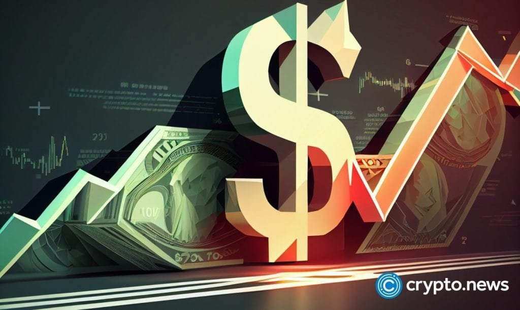 crypto news dollar side view trading chart background bright light low poly style