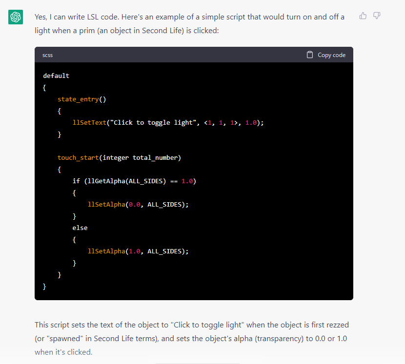 ChatGPT can teach you LSL and even write code for you — kinda – Hypergrid Business