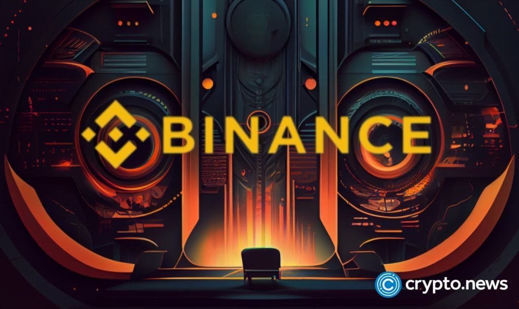 crytpo news Binance dark tones sixties retro futuristic illustration