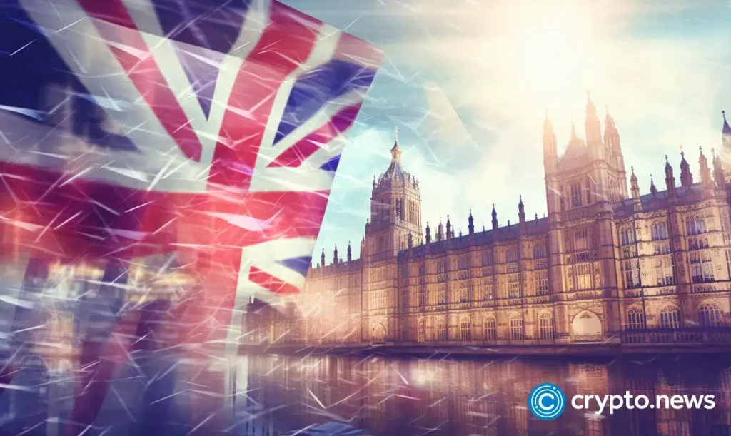 crypto news Central Bank Digital Currency blurry UK flag and blockchain world background bright tones low poly style02.webp