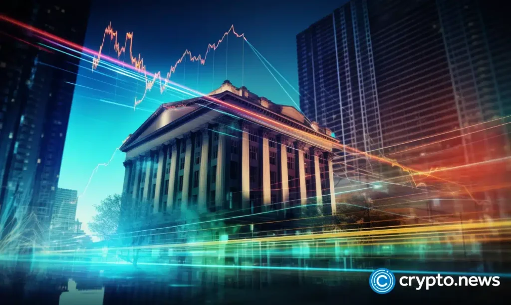 crypto news Central Bank Digital Currency blurry trading chart and blockchain business background day light neon bright colors low poly style01.webp