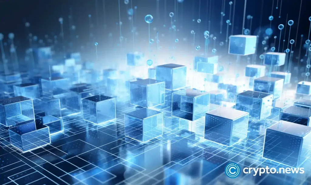 crypto news currency and blockchain system background blue and white colors02.webp
